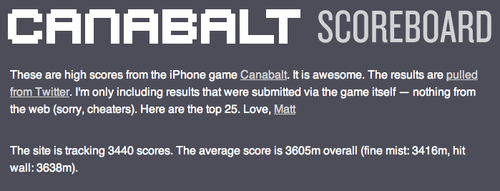 Canabalt High Scores